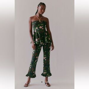 Selkie Dark Green Floral Strapless Ensemble